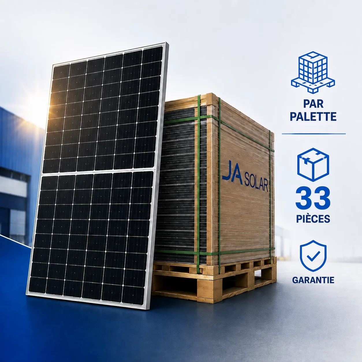PALETTE-PANNEAU SOLAIRE BIFACIAL JA SOLAR 720Wc (33Pièces)