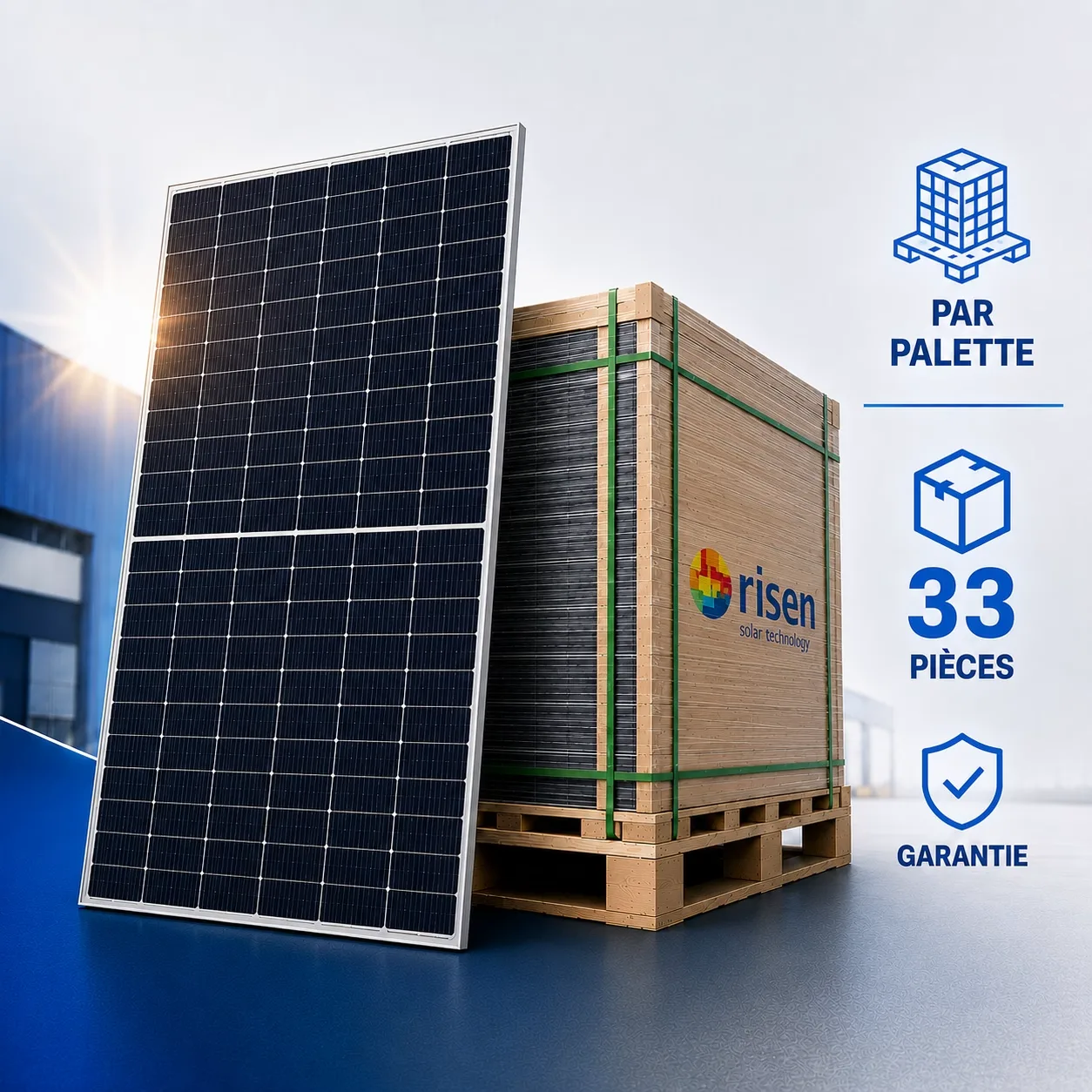 PALETTE-PANNEAU SOLAIRE RISEN BIFACIAL 600Wc(33 Pièces)