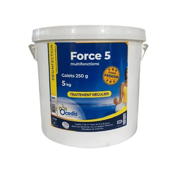 FORCE 5 — chlore multifonction galet 250 g — Ocedis